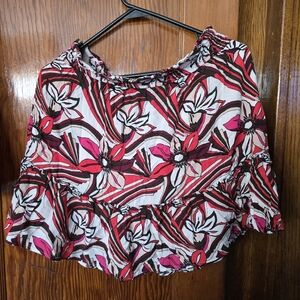 Anthropologie Women’s Pink & Red Floral Mini Skirt Size M